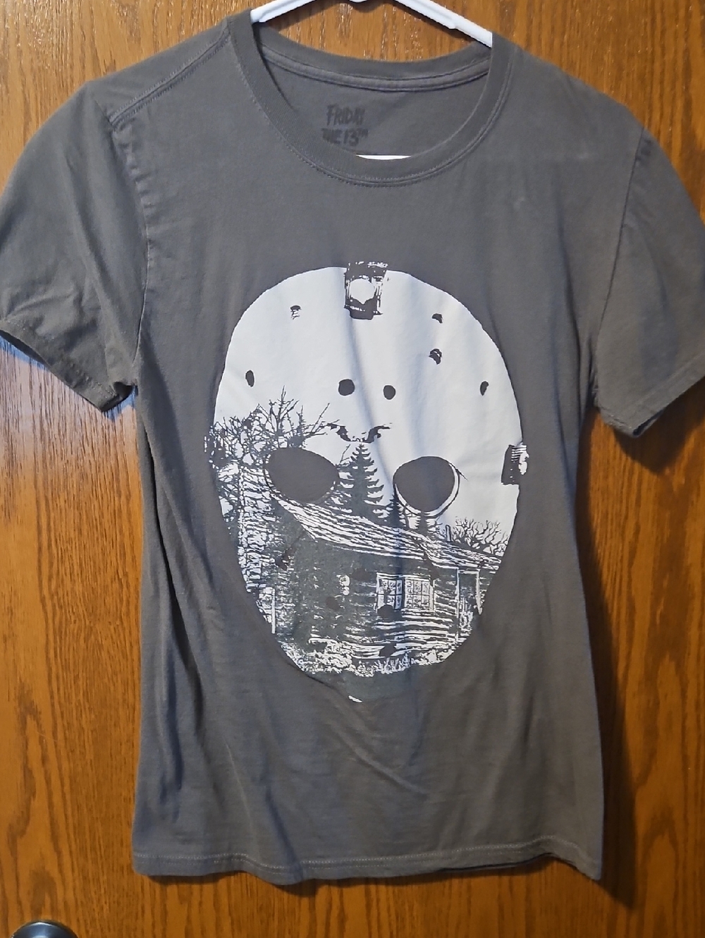 Friday The 13th Graphic Horror Mask Tee in Charcoal Gray